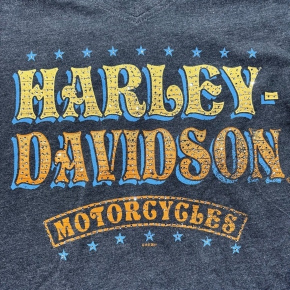 Harley Davidson Shirt Womens Small Short Sleeve Tee Bling Motorcycles Voodoo HD - Picture 2 of 5